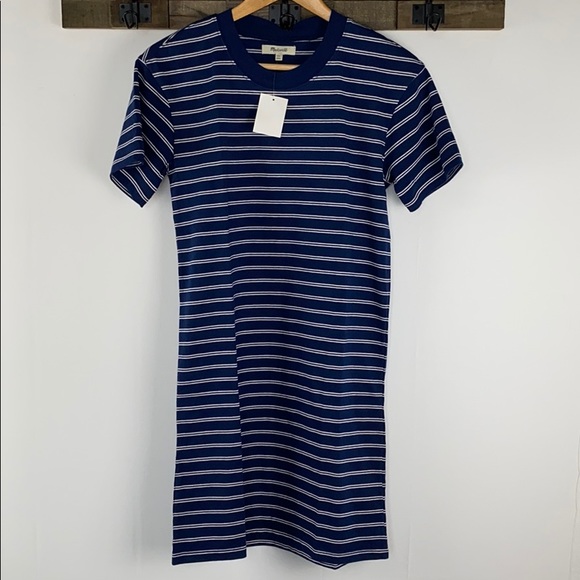 Madewell Dress Striped Crewneck Blue T-Shirt NWT - Picture 8 of 13
